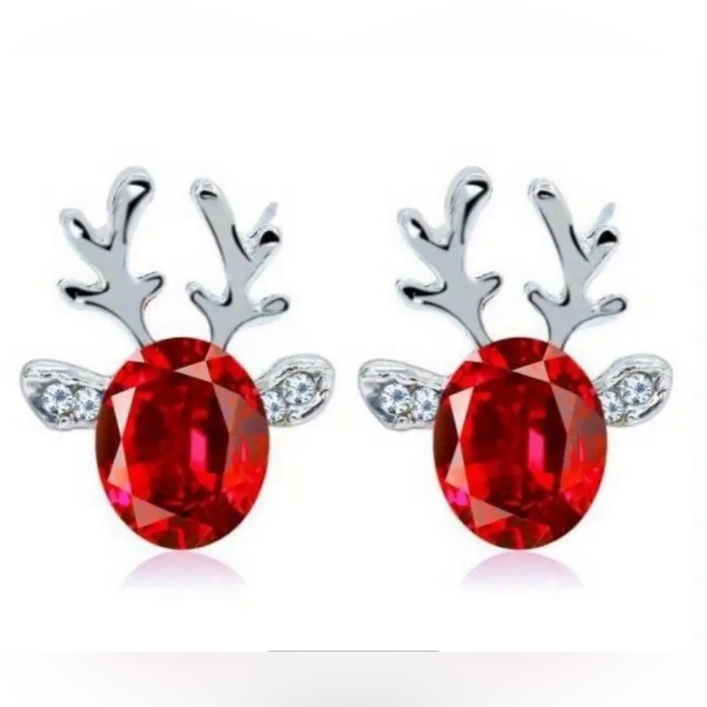 🎁 Reindeer Earrings, red